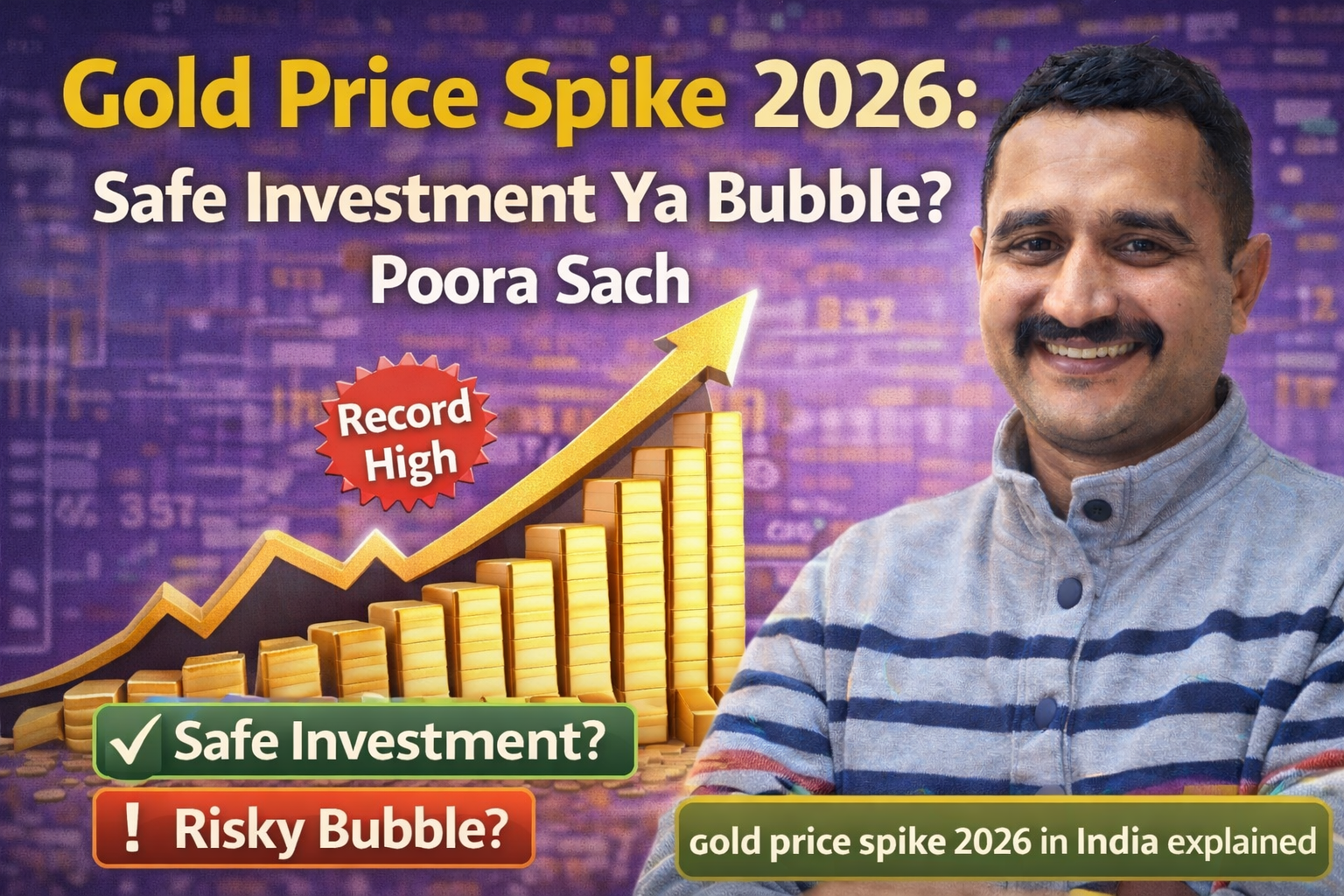 Gold price spike 2026 in India, safe investment or risky bubble explained with gold price chart
