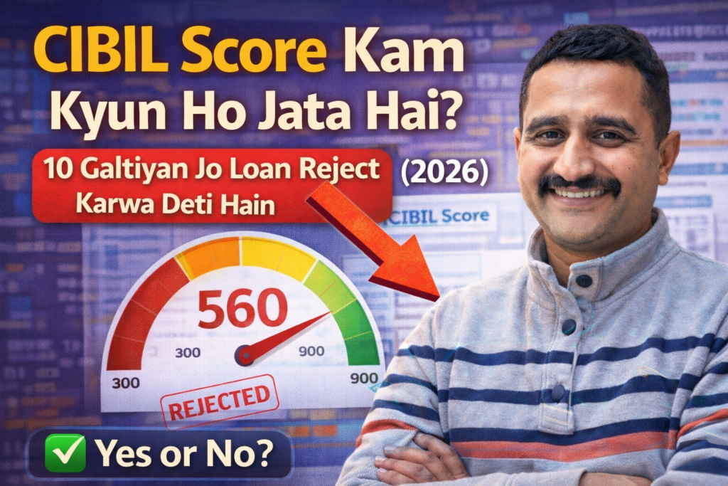 CIBIL score kam kyu ho jata hai, loan reject hone ke reasons aur CIBIL score improve karne ke tips 2026