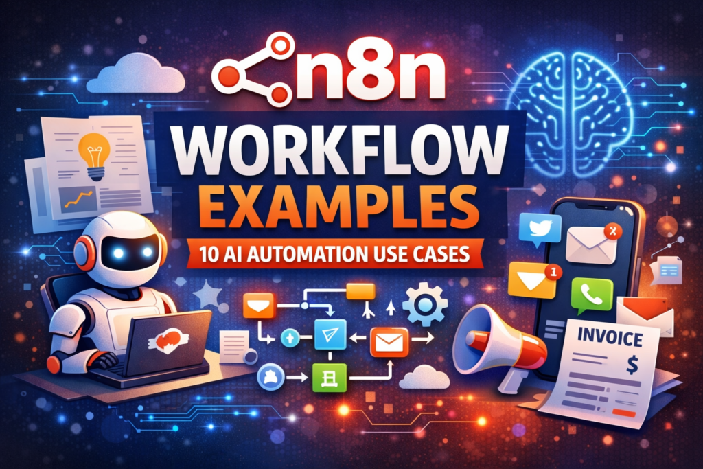 n8n workflow examples showing AI automation use cases