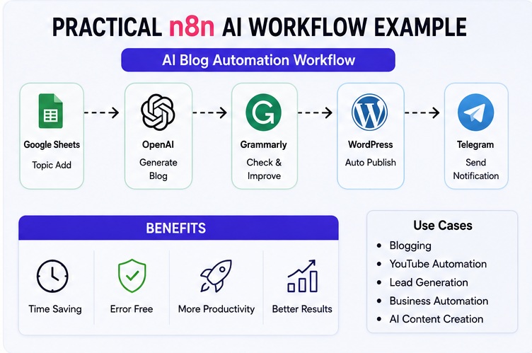 n8n AI Software Kya Hai practical AI workflow example for blogging and automation