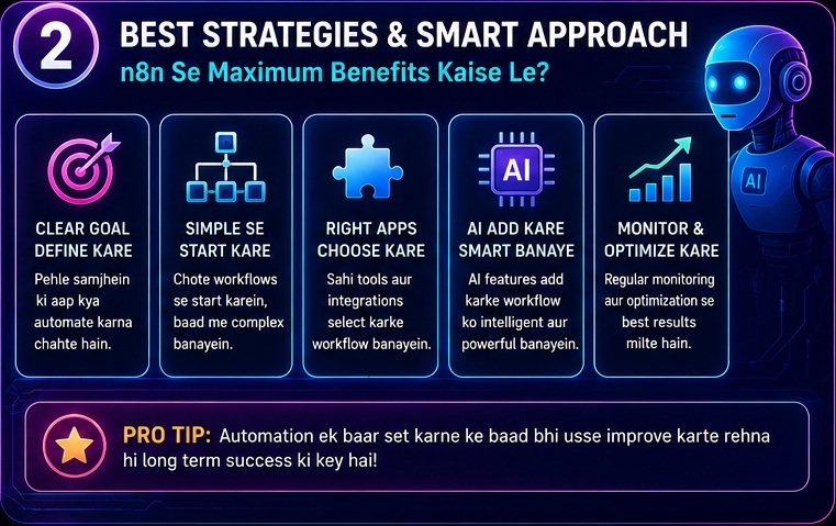 Best n8n automation strategies including goal setting, workflow planning, AI integration and performance optimization