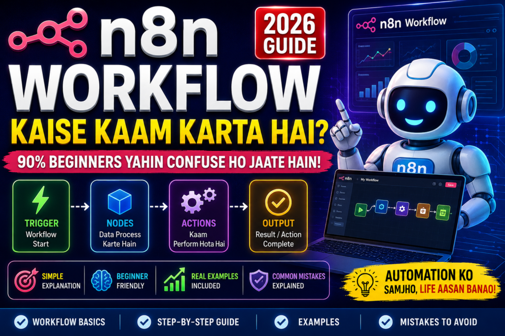 n8n workflow kaise kaam karta hai complete beginner guide explaining triggers nodes workflow logic automation examples and common mistakes in 2026