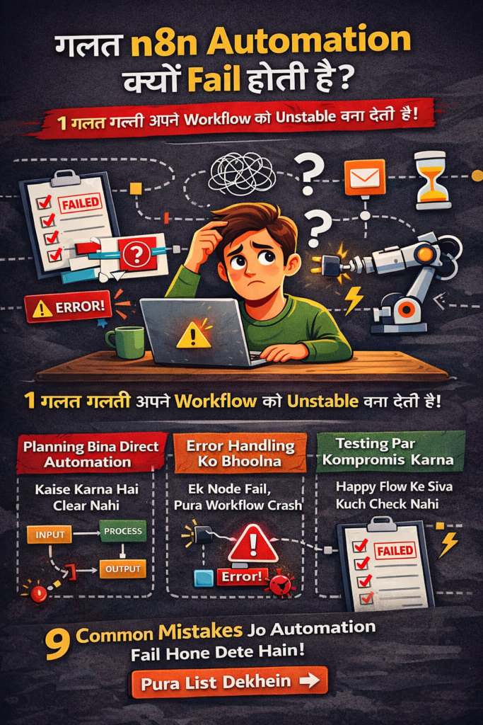 “Galat n8n automation workflow ke common mistakes jo automation failure ka reason bante hain”
