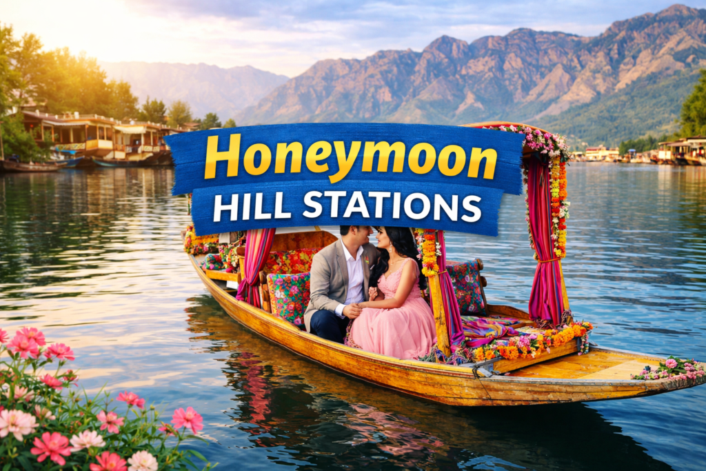 honeymoon hill stations dal lake kashmir couple shikara romantic scenery india