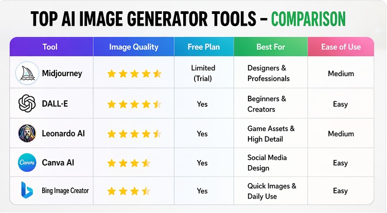 best free ai image generator tools comparison
