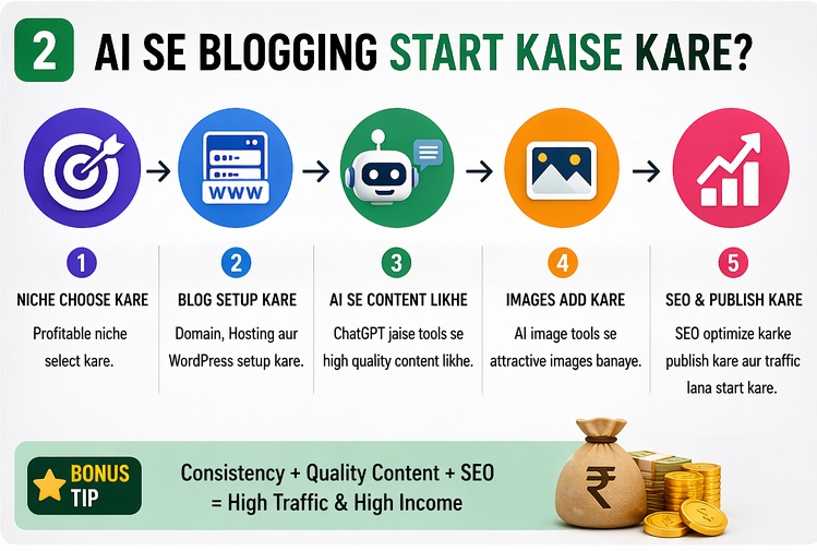 ai se blogging kaise start kare aur paise kaise kamaye steps