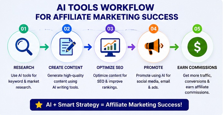Best AI Tools for Affiliate Marketing workflow from content creation to earning
