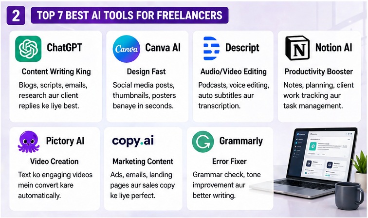 Best AI Tools for Freelancers top 7 tools list for productivity and earning