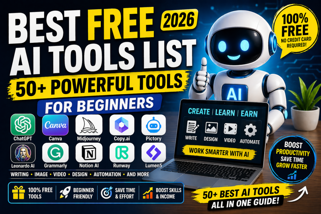 best free ai tools list 2026 for beginners in India