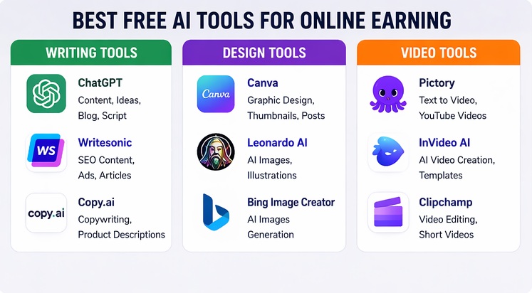 free ai tools se online earning kaise start kare tools list