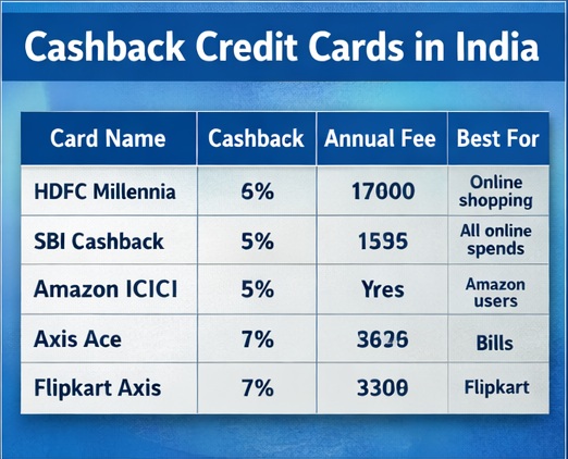 cashback credit cards india comparison