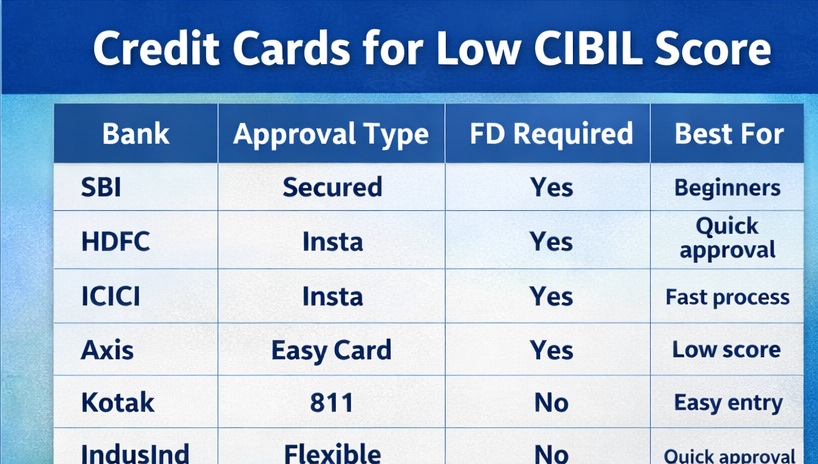 credit card low cibil comparison