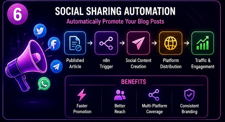 n8n se blogging automation kaise kare social sharing automation workflow for blog promotion traffic growth and audience reach