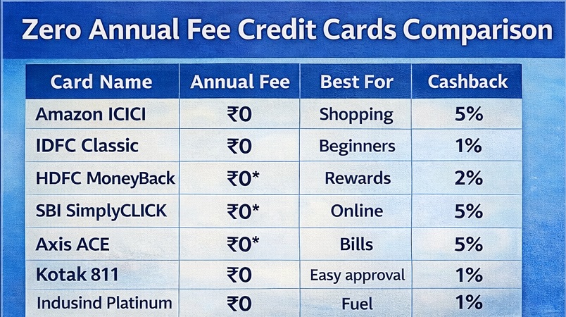 zero annual fee credit cards comparison