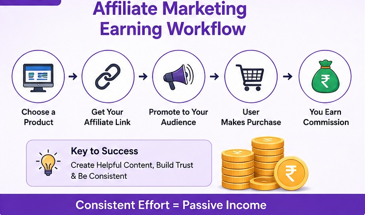 Affiliate Marketing Kaise Start Kare earning workflow step by step
