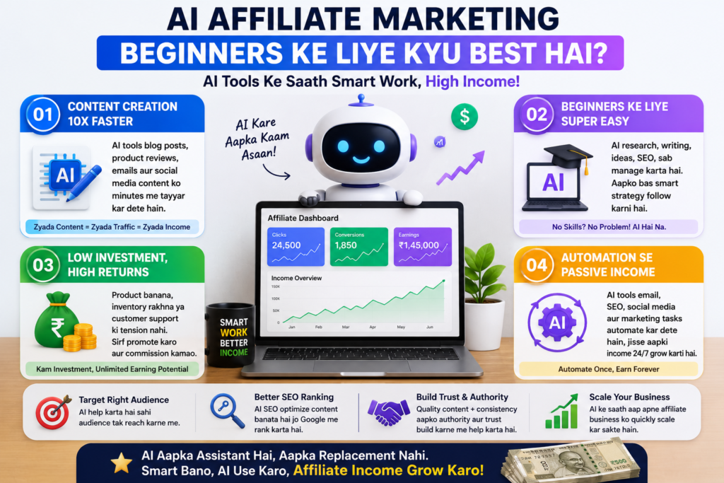 AI Se Affiliate Marketing Kaise Kare beginners guide with AI tools and passive income strategies