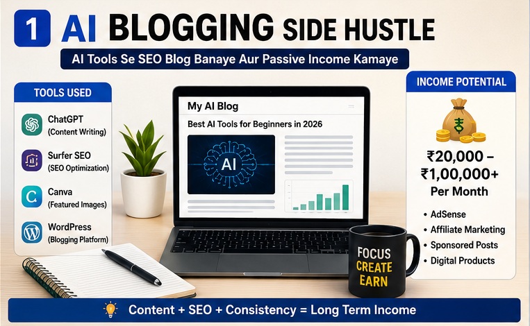 AI Side Hustles India through blogging and SEO