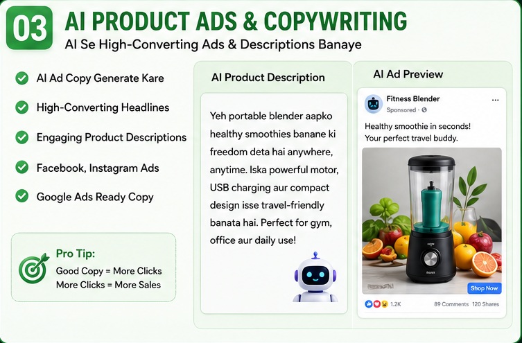 AI Se Dropshipping Business Kaise Start Kare using AI product ads and copywriting
