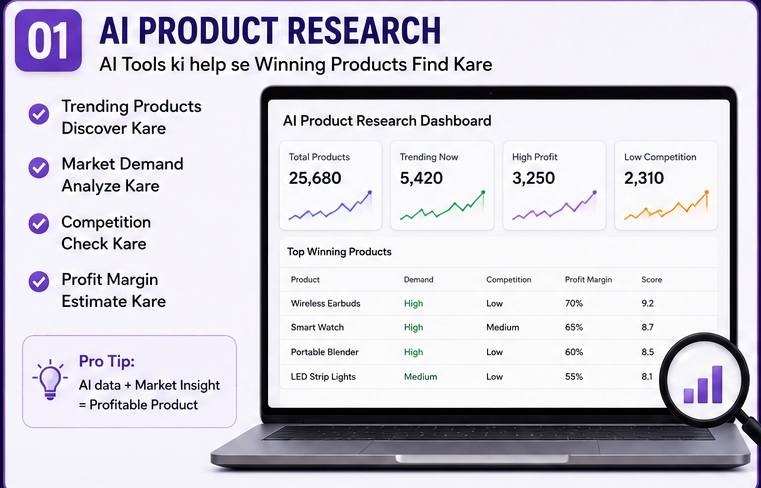 AI Se Dropshipping Business Kaise Start Kare using AI product research