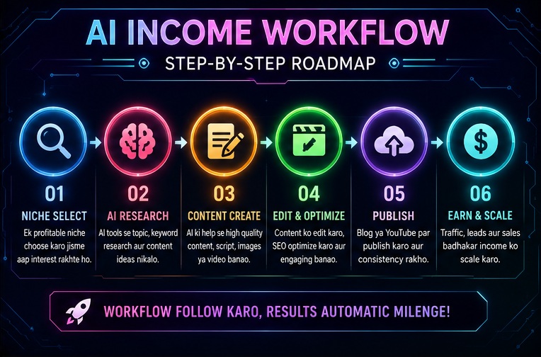 2026 Me AI Se Paise Kamane Ka Complete Guide Hindi step by step AI income workflow