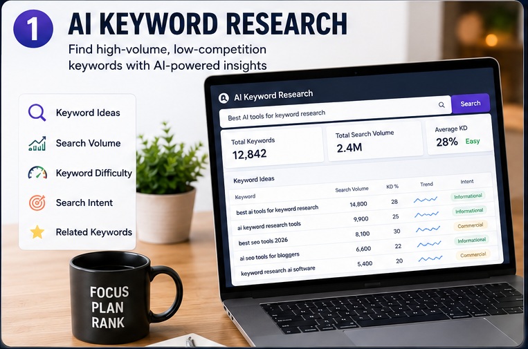 Best AI Tools for Keyword Research & SEO dashboard for bloggers