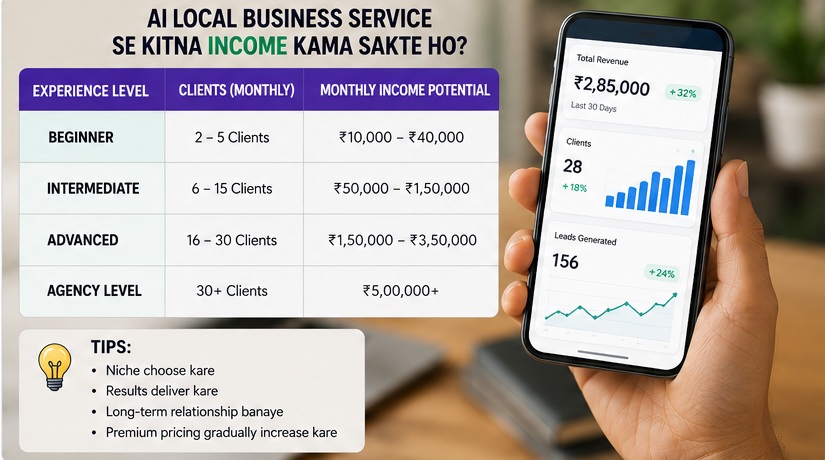 AI Local Business Service income potential for beginners and advanced agencies
