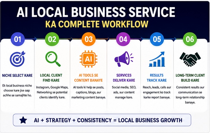 AI Local Business Service complete workflow for beginners in India