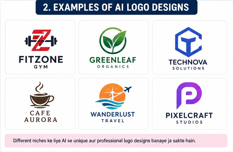 AI Logo Design examples for startups fitness brands and businesses