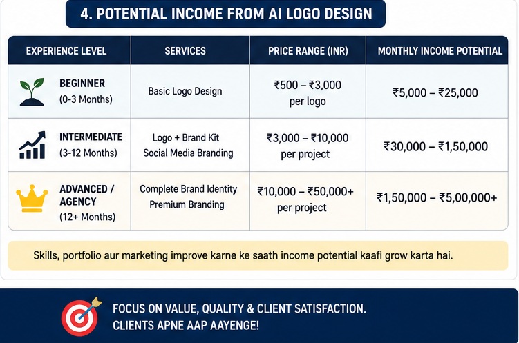 AI Logo Design income potential for beginners freelancers and branding agencies