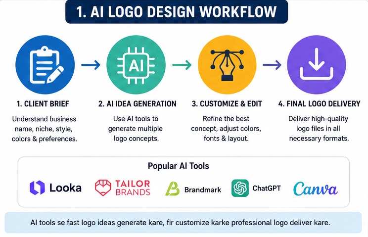 AI Logo Design complete workflow for beginners and freelance logo designers