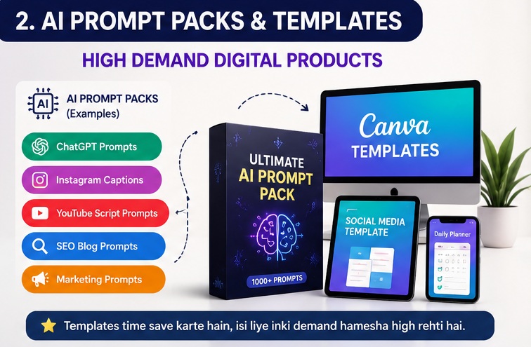 AI Se Digital Products Bana Kar Sell Kaise Kare with AI prompt packs