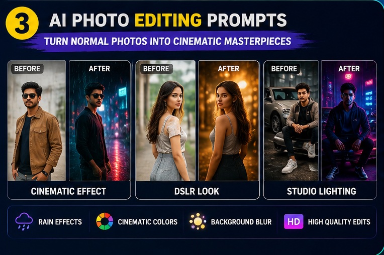 AI prompts for cinematic photo editing and Instagram effects