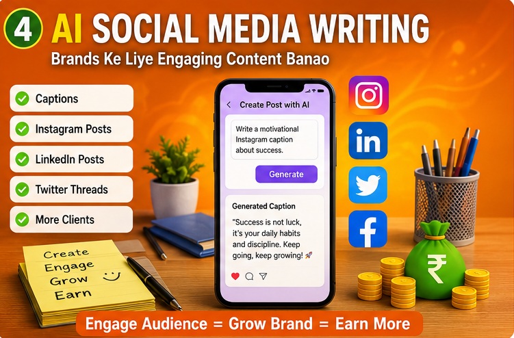 AI Se Content Writing Karke Paise Kaise Kamaye with social media writing