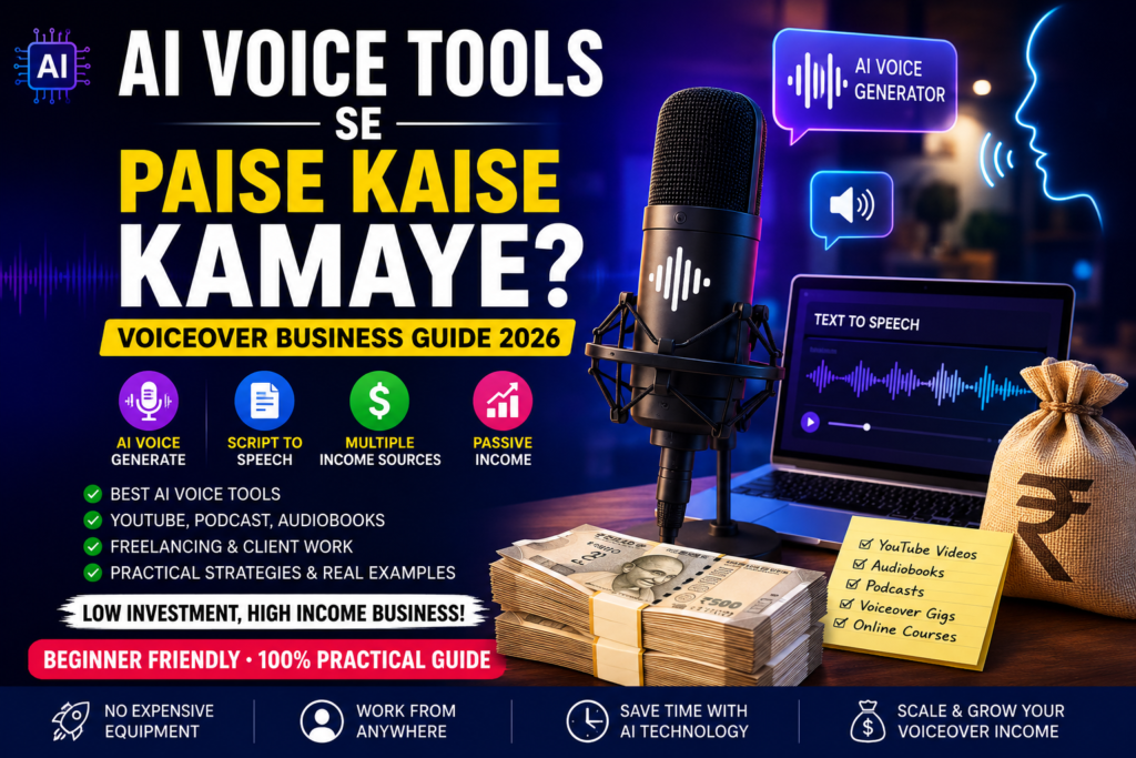 AI Voice Tools Se Paise Kaise Kamaye complete voiceover business guide for beginners