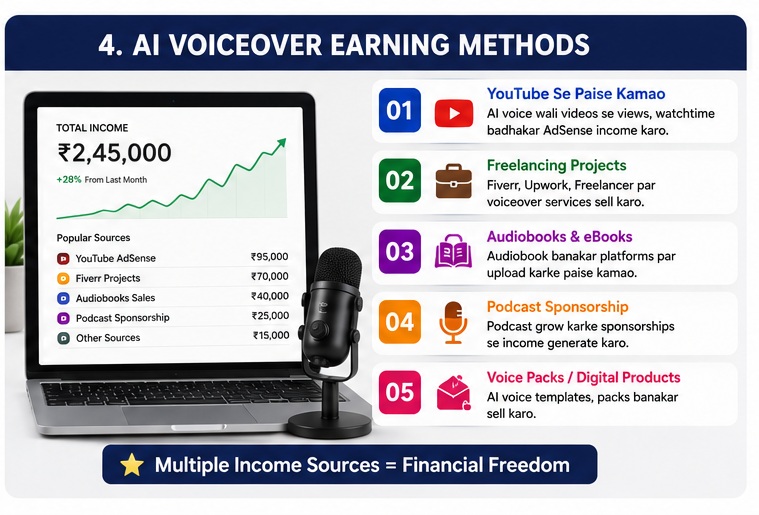 AI Voice Tools Se Paise Kaise Kamaye through freelancing YouTube and podcasts