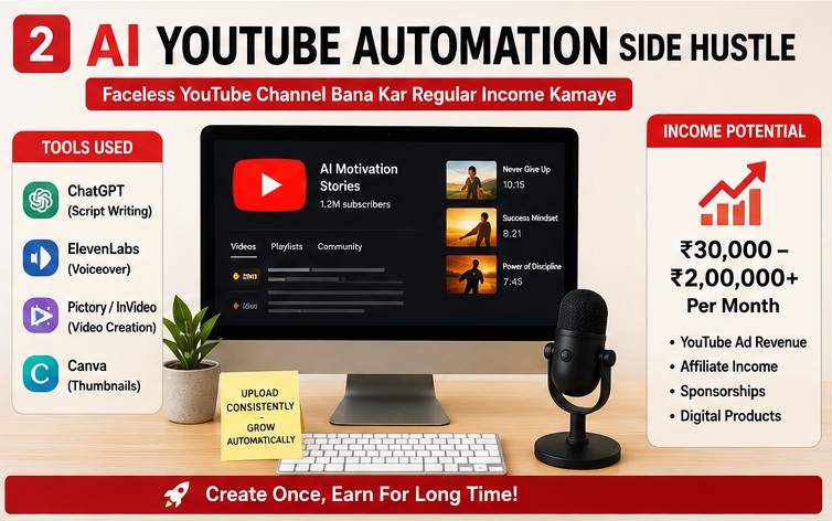 AI Side Hustles India using YouTube automation