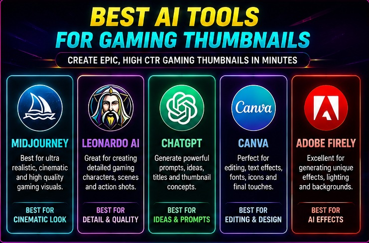 Best AI tools for Gaming YouTube thumbnail AI prompts and cinematic gaming thumbnails