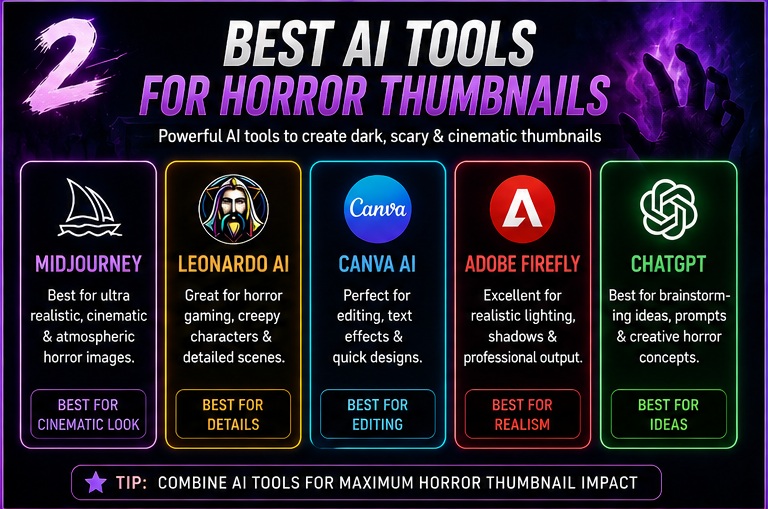 Best AI tools for Horror & dark theme thumbnail prompts and scary YouTube thumbnails