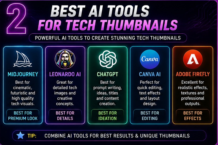 Best AI tools for Tech YouTube thumbnail prompt ideas and futuristic thumbnails