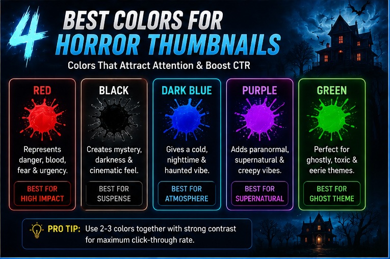 Best colors for Horror & dark theme thumbnail prompts and cinematic horror thumbnails