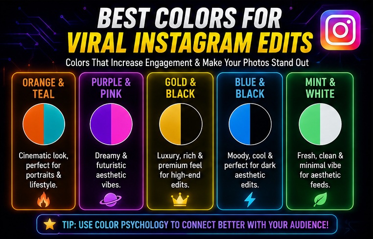Best colors for Best AI photo editing prompts for Instagram and viral aesthetic edits