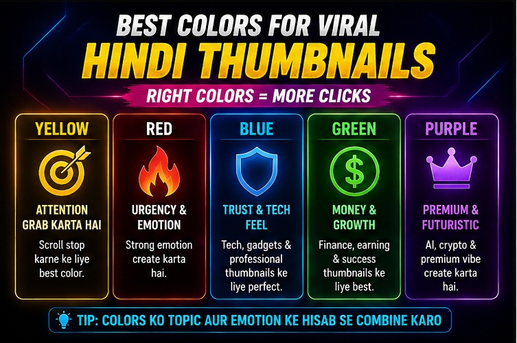 Best colors for Viral Hindi YouTube thumbnail prompts and high CTR thumbnails