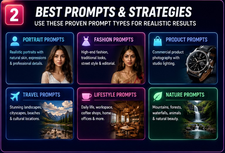 Best Midjourney prompts for realistic images including portrait fashion product travel and nature photography examples