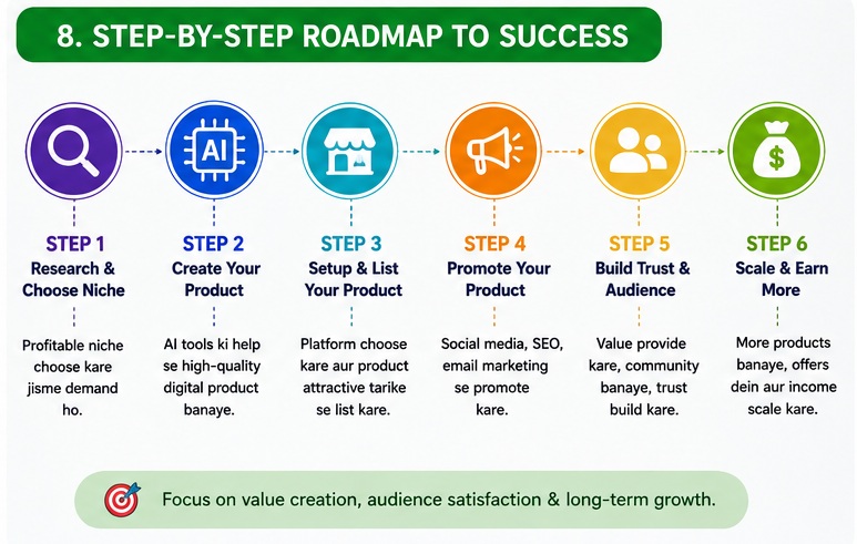 AI Se Digital Products Bana Kar Sell Kaise Kare step by step roadmap guide