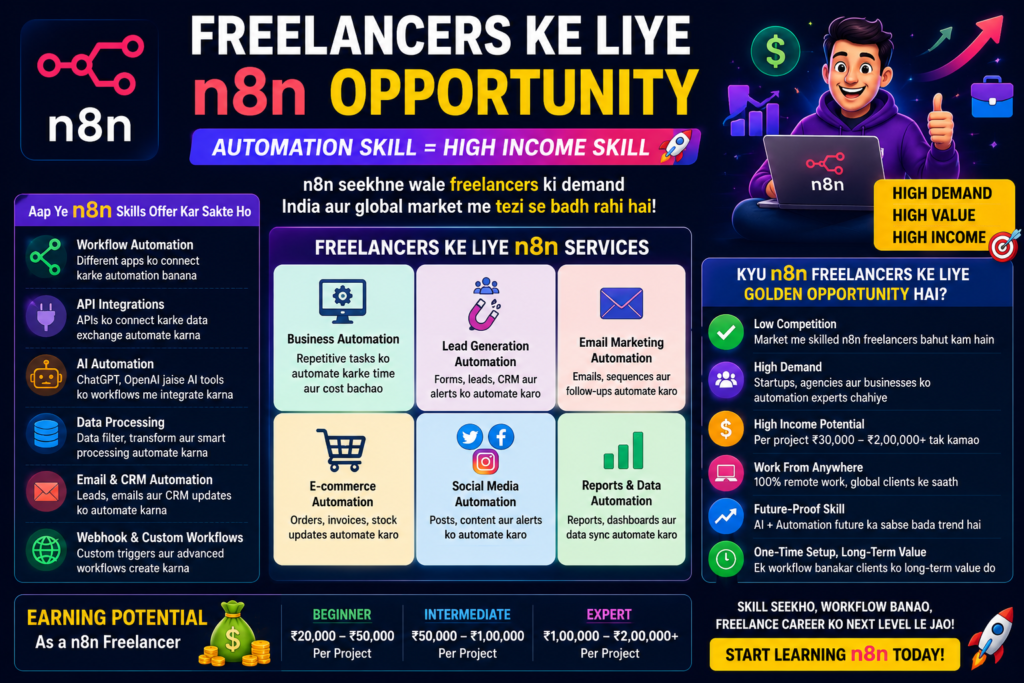 Freelancers ke liye n8n automation opportunity and earning potential guide