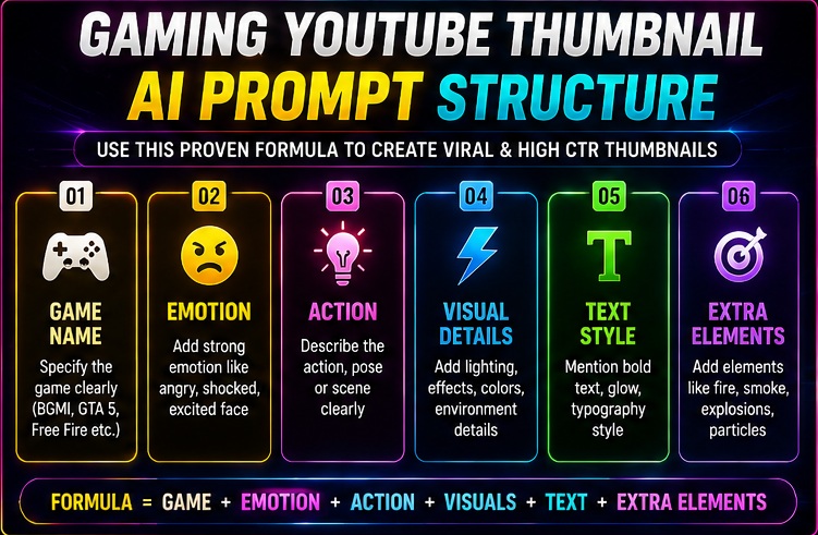 Gaming YouTube thumbnail AI prompts structure for viral gaming thumbnails