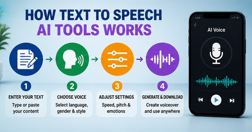 How AI text to speech tools work step by step process