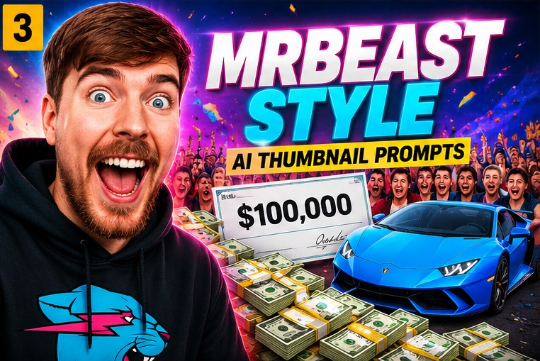 MrBeast style AI thumbnail prompts for viral YouTube videos