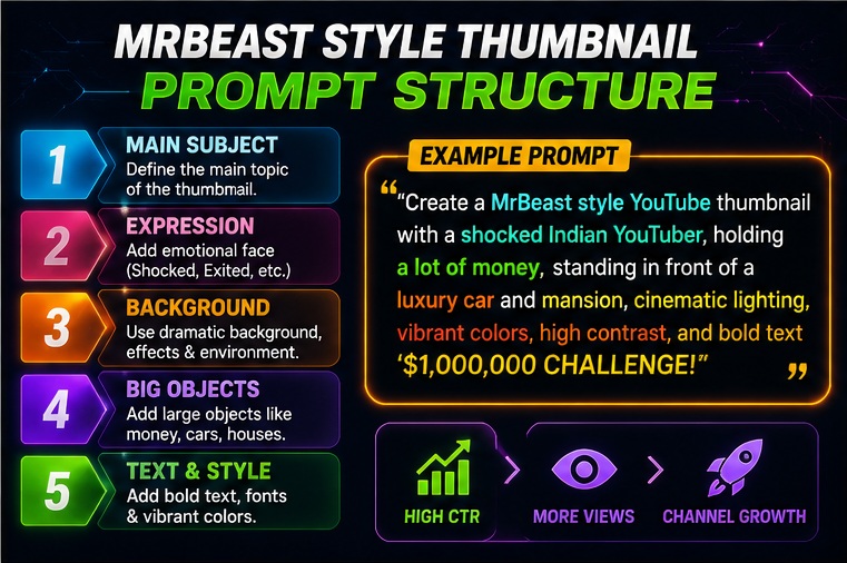 MrBeast style thumbnail prompts structure for viral YouTube videos