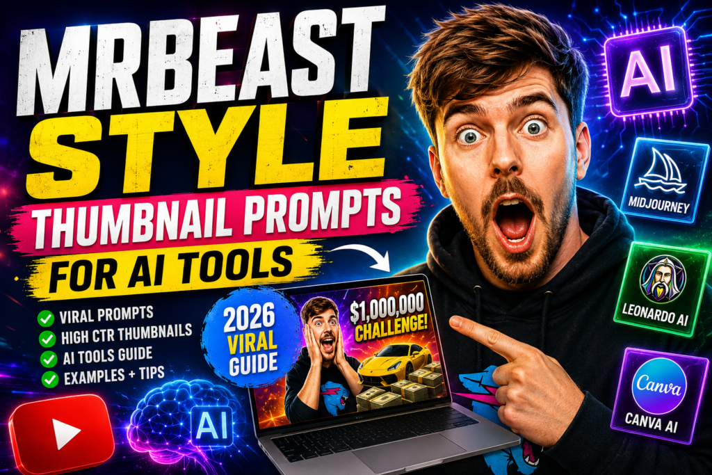 MrBeast style thumbnail prompts for AI tools and viral YouTube thumbnails in 2026